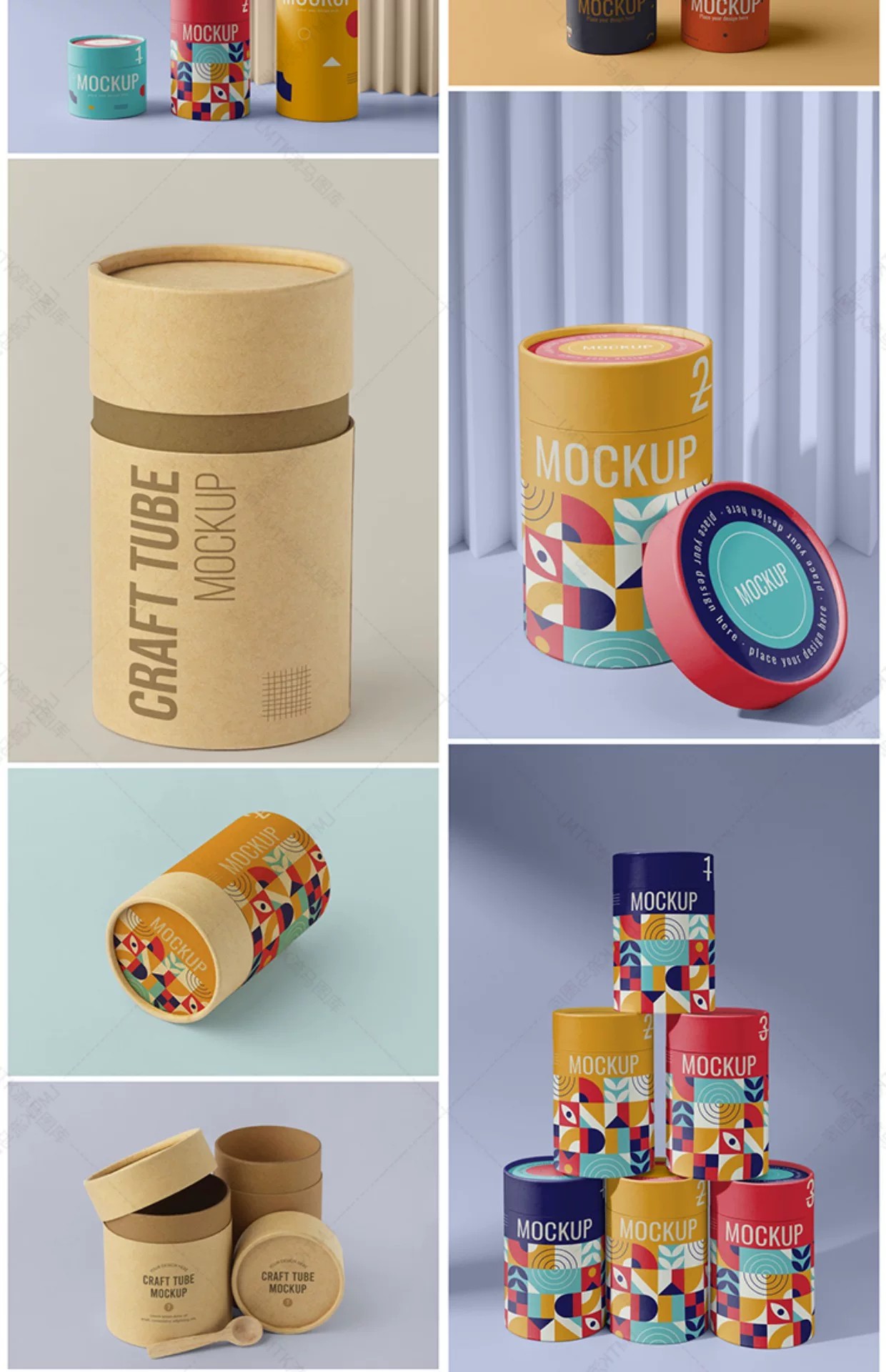 图片[4]-纸筒圆筒茶业包装盒提案效果图展示VI智能贴图PSD样机设计素材-大怪兽分享