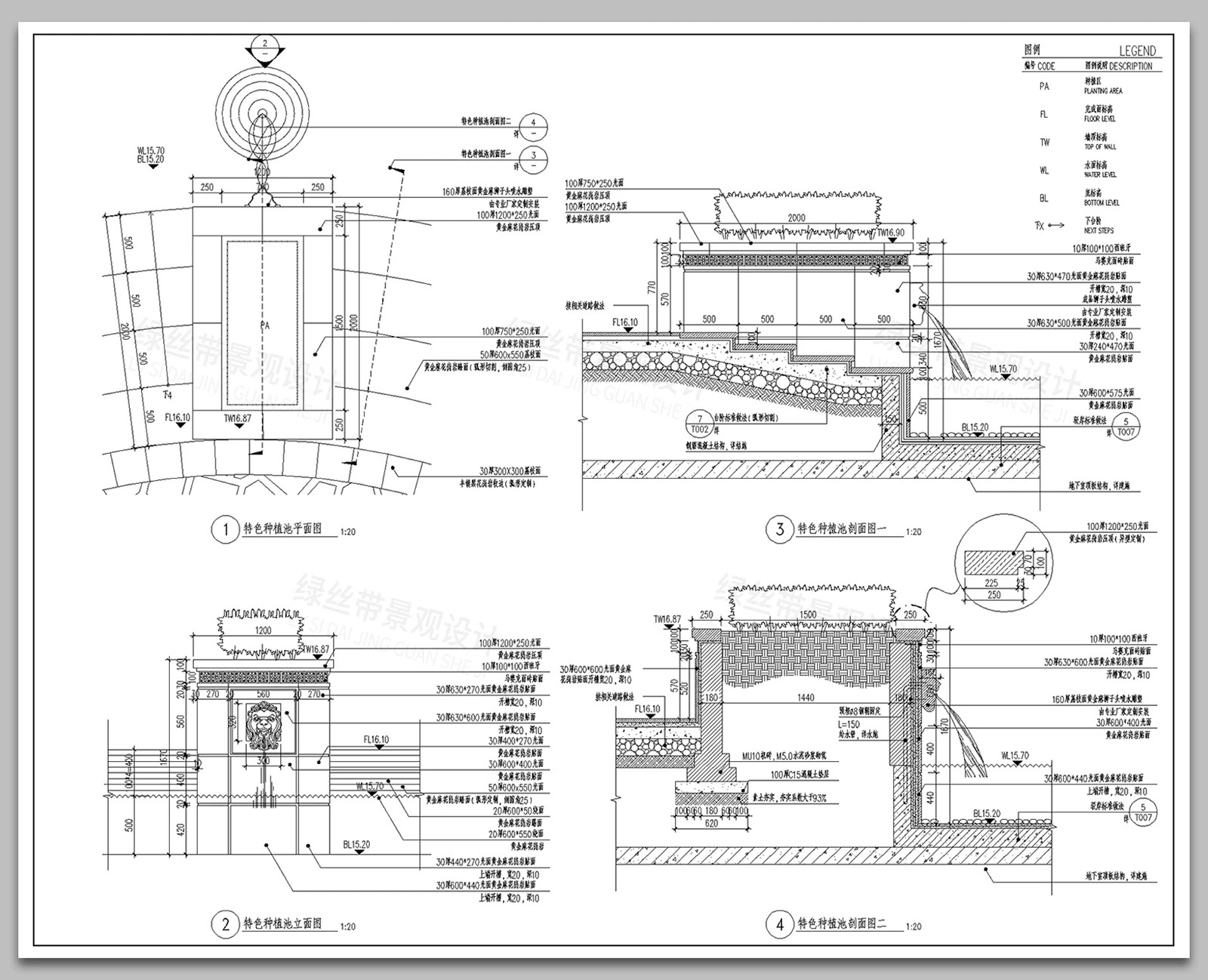 图片[5]-异形景观树池花池不锈钢板种植池剖面大样做法节点详图CAD施工图-大怪兽分享