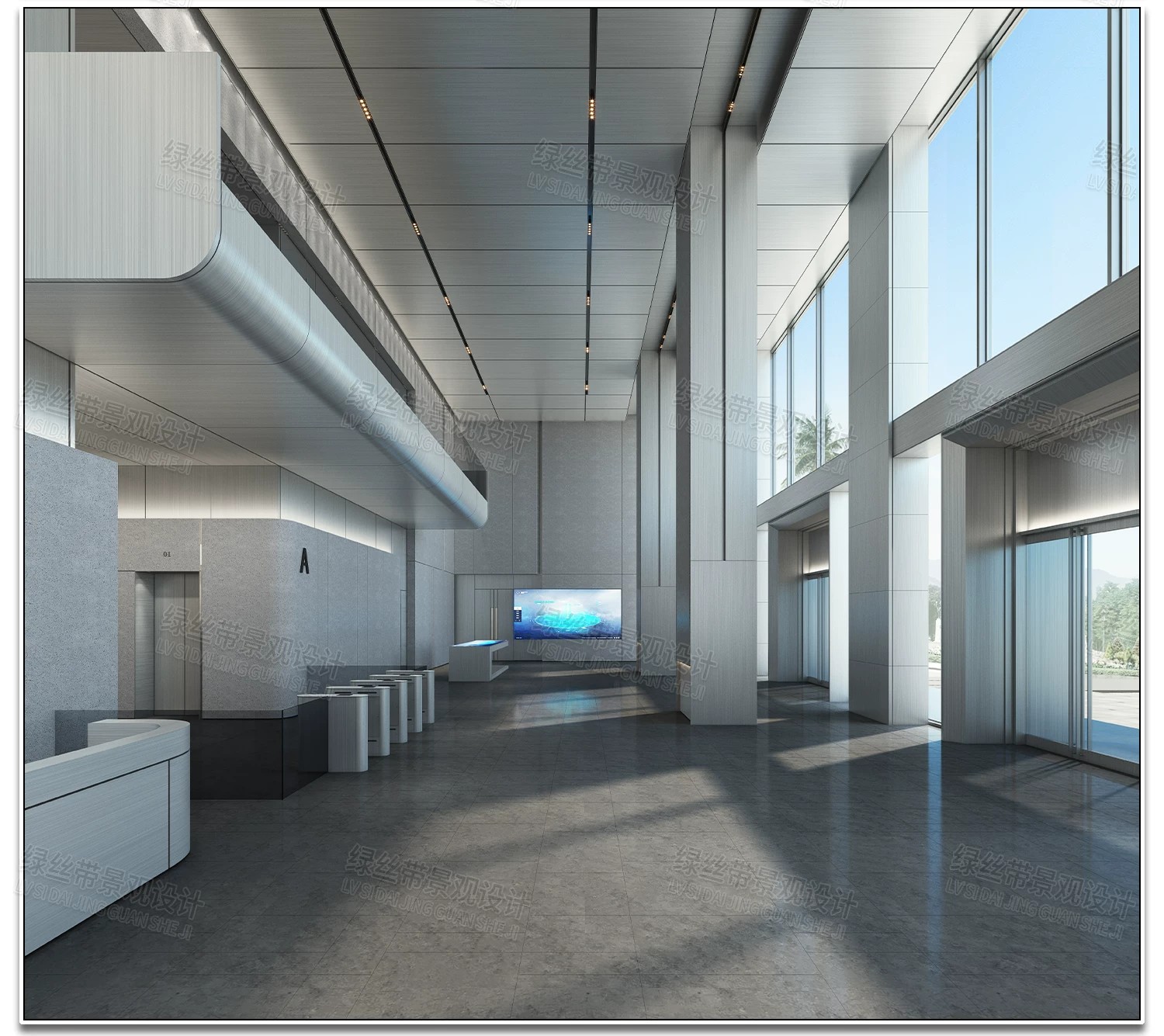 图片[5]-大厅大堂办公写字楼酒店室内装修设计接待台前台效果图CAD施工图-大怪兽分享