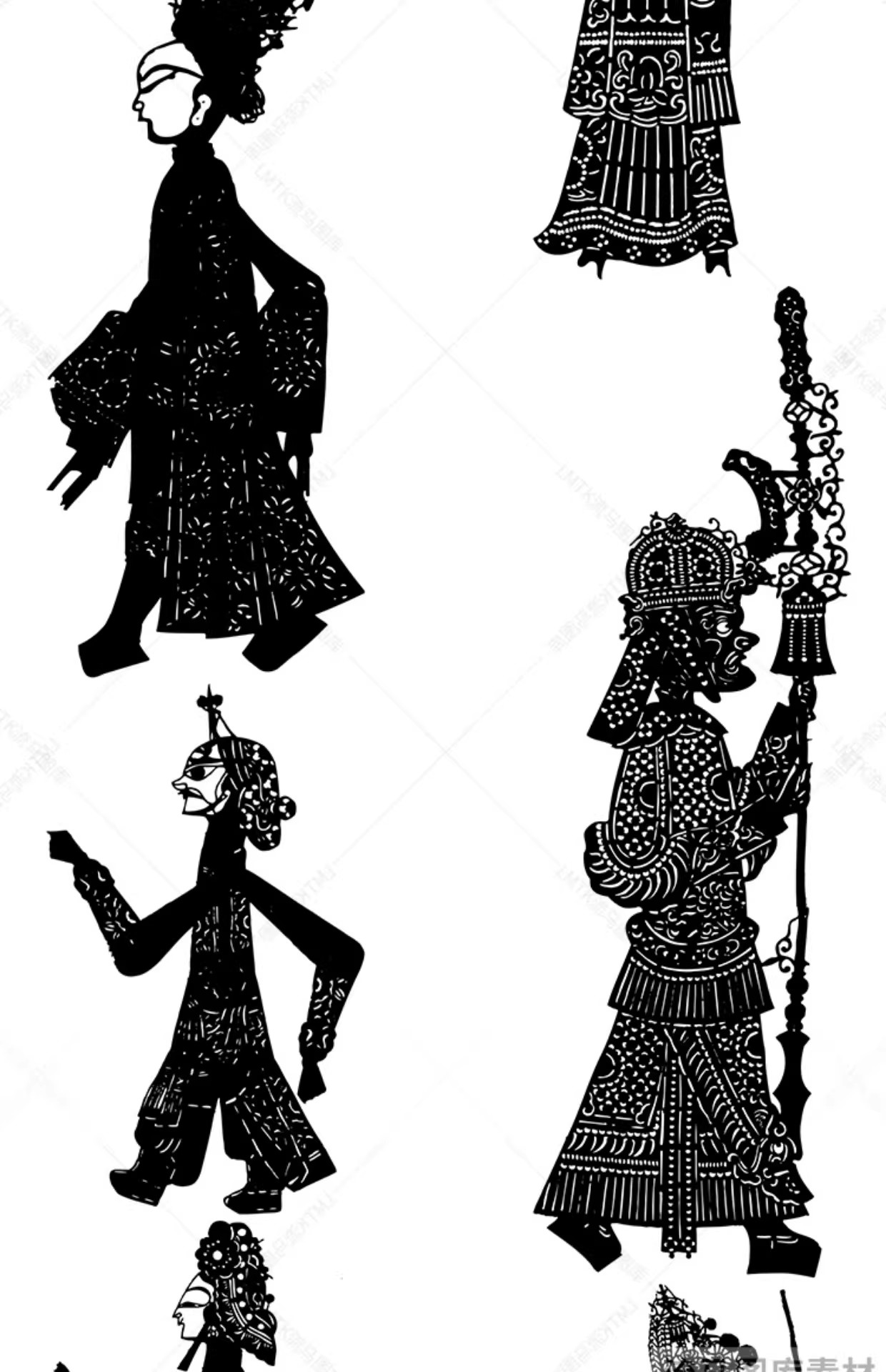 图片[6]-中国风传统民俗民间艺术皮影戏剪纸镂空人物插画AI矢量设计素材图-大怪兽分享