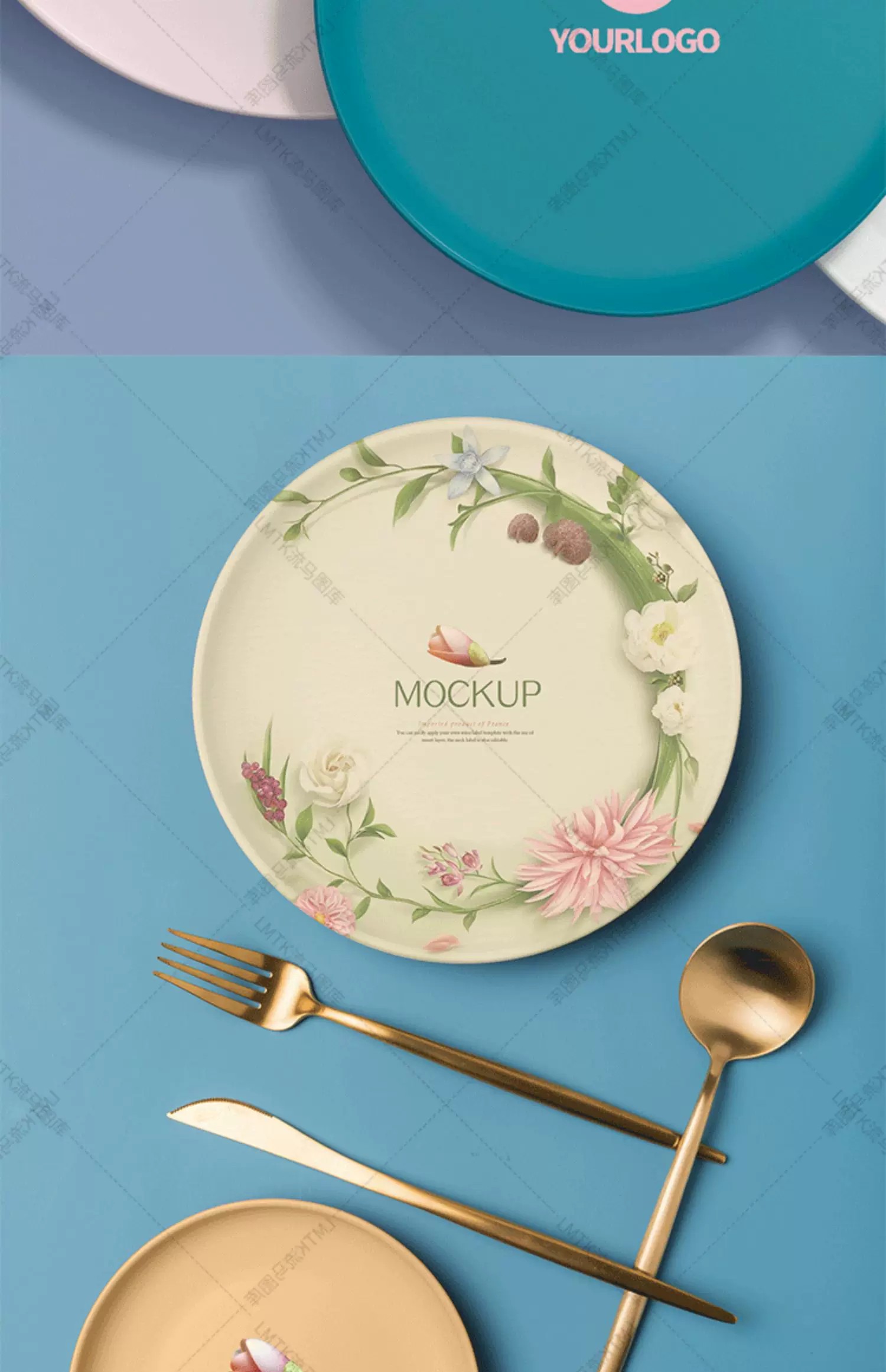 图片[4]-厨房用品陶瓷餐具盘子筷子罐杯子刀叉餐饮VI智能贴图PSD样机素材-大怪兽分享