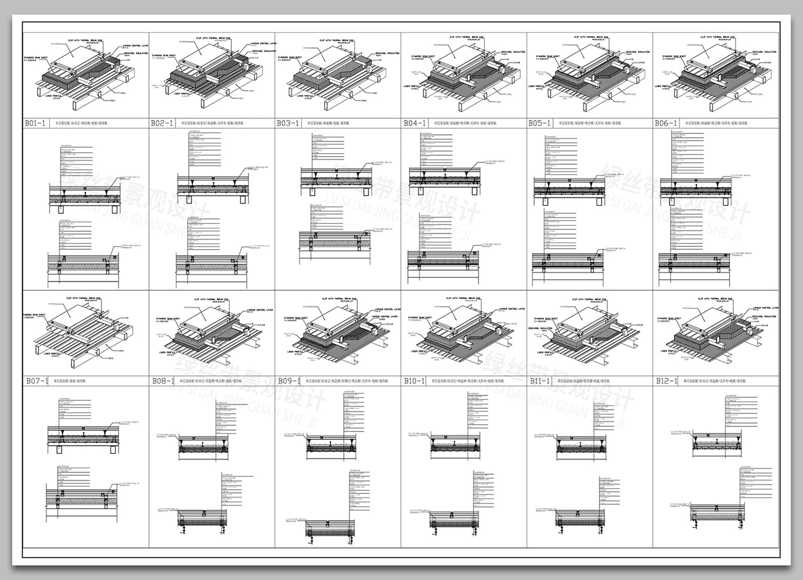 图片[6]-钛锌板屋面建筑屋顶金属面板保温棉节点大样图做法详图CAD施工图-大怪兽分享