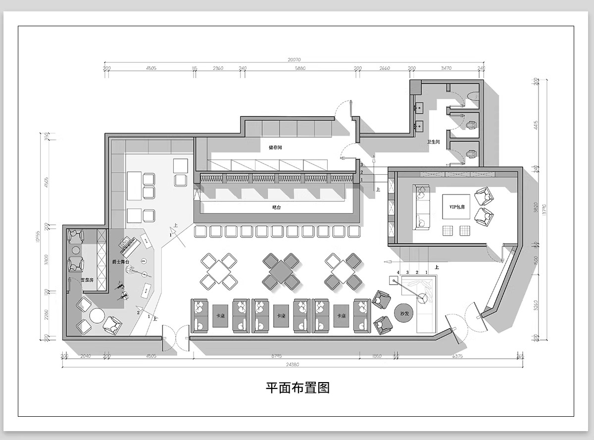 图片[6]-清吧酒馆CAD平面布置图音乐餐厅小酒吧日咖夜酒装修设计施工布局-大怪兽分享