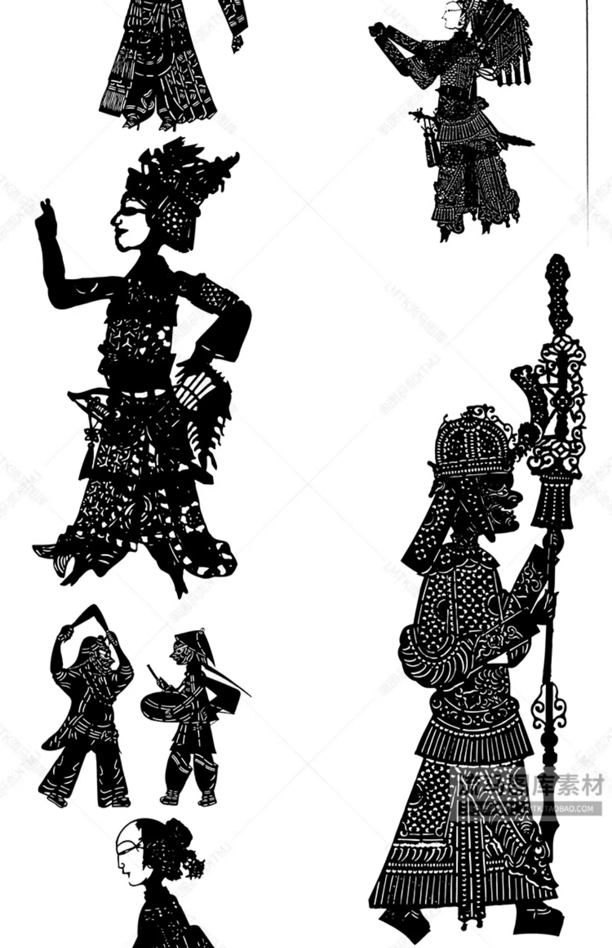 图片[8]-中国风传统民俗民间艺术皮影戏剪纸镂空人物插画AI矢量设计素材图-大怪兽分享