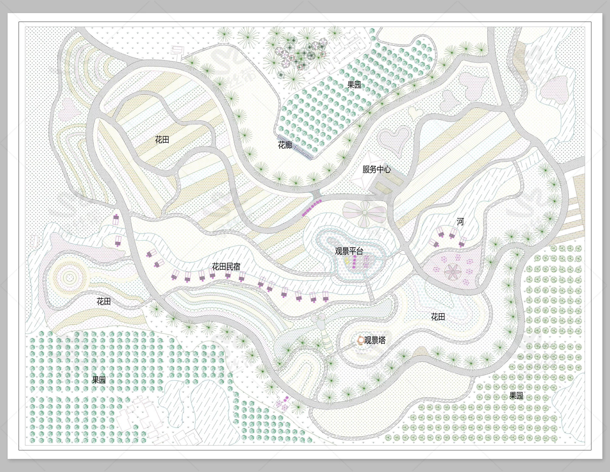 图片[8]-乡村农业园花田花海农庄田园农旅果园 农场CAD方案设计平面图平面-大怪兽分享