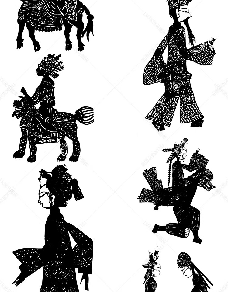 图片[10]-中国风传统民俗民间艺术皮影戏剪纸镂空人物插画AI矢量设计素材图-大怪兽分享