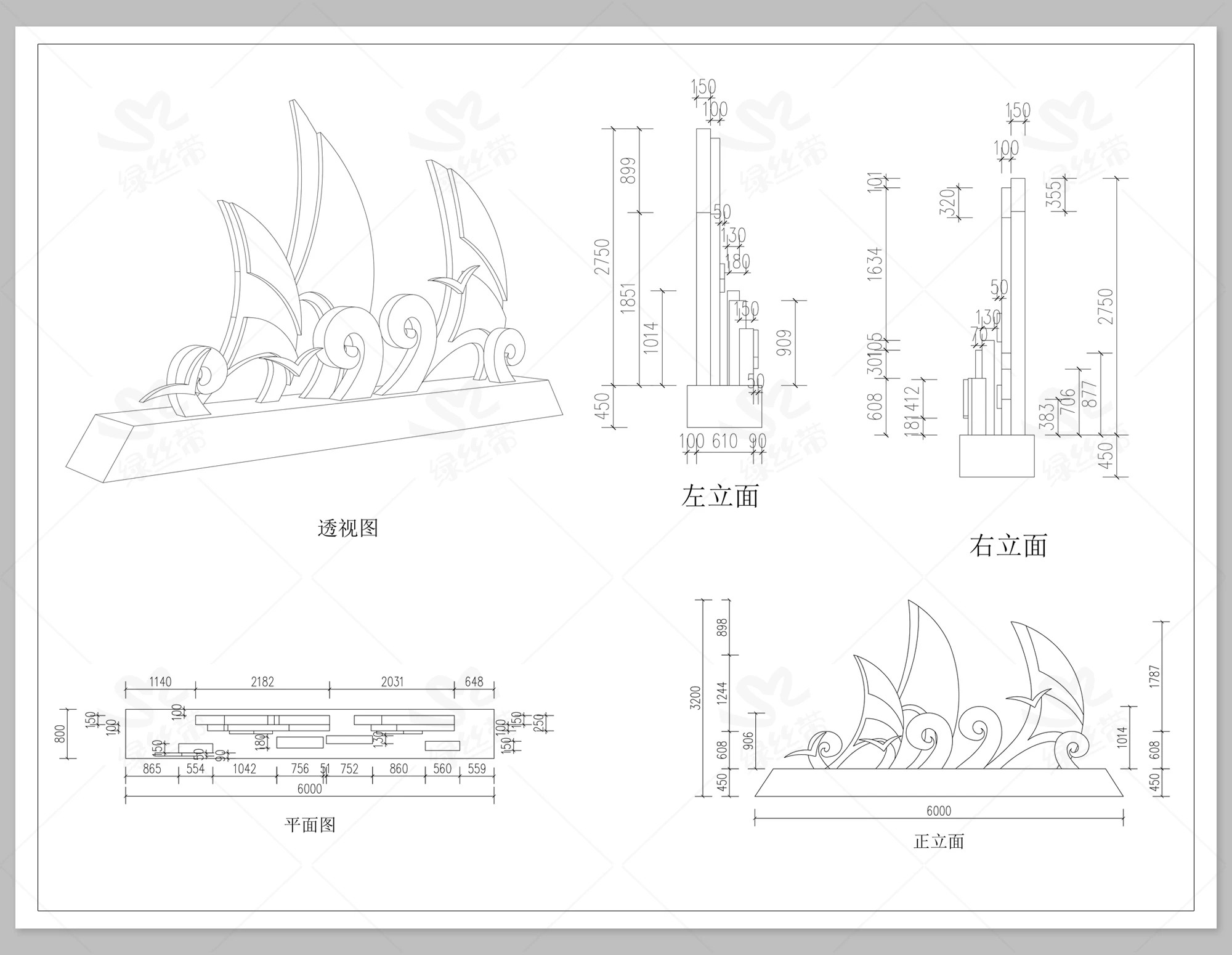 图片[10]-景观立体绿化植物雕塑国庆中秋节日节庆绿雕做法详图CAD施工图-大怪兽分享