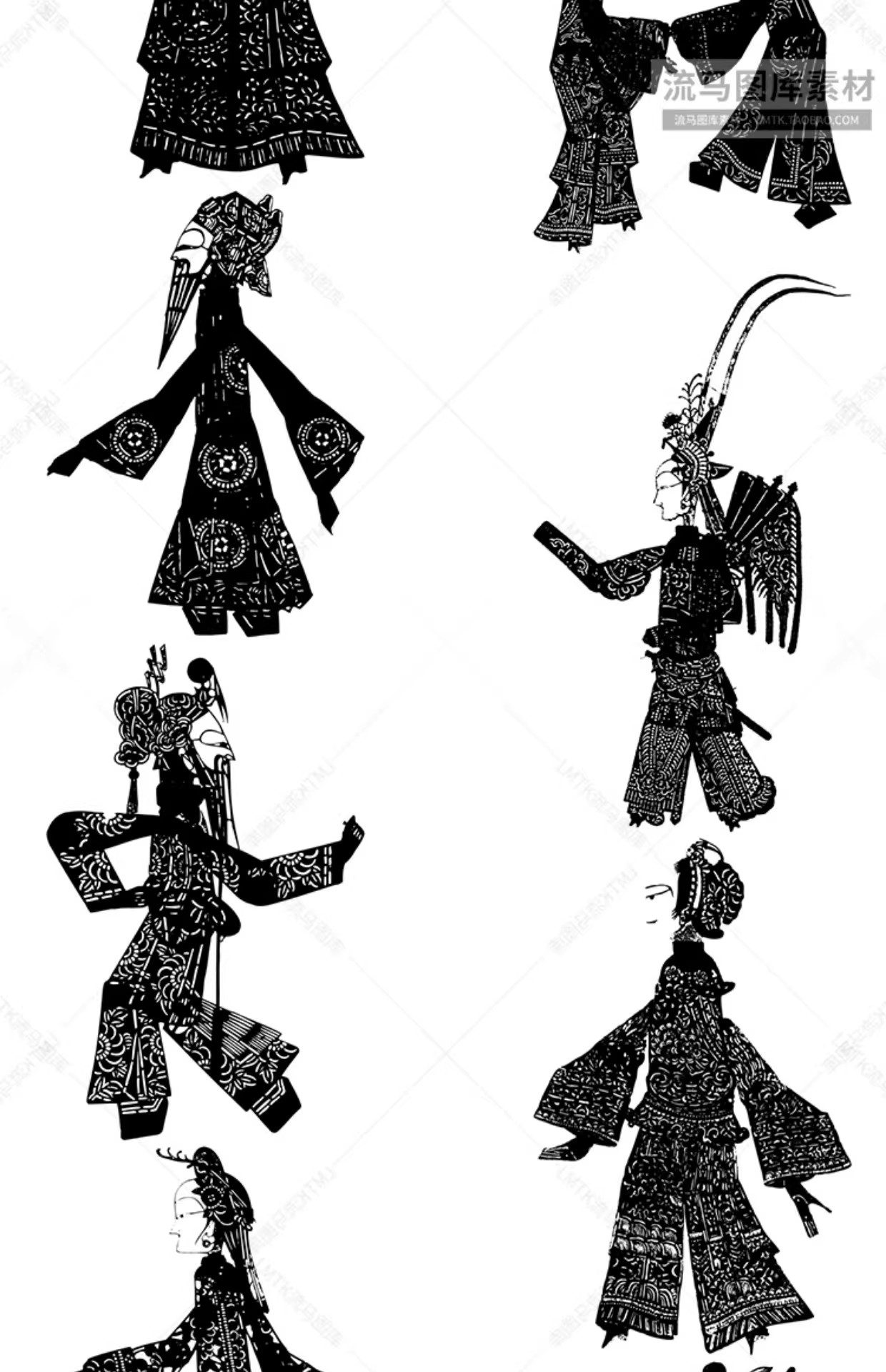 图片[11]-中国风传统民俗民间艺术皮影戏剪纸镂空人物插画AI矢量设计素材图-大怪兽分享