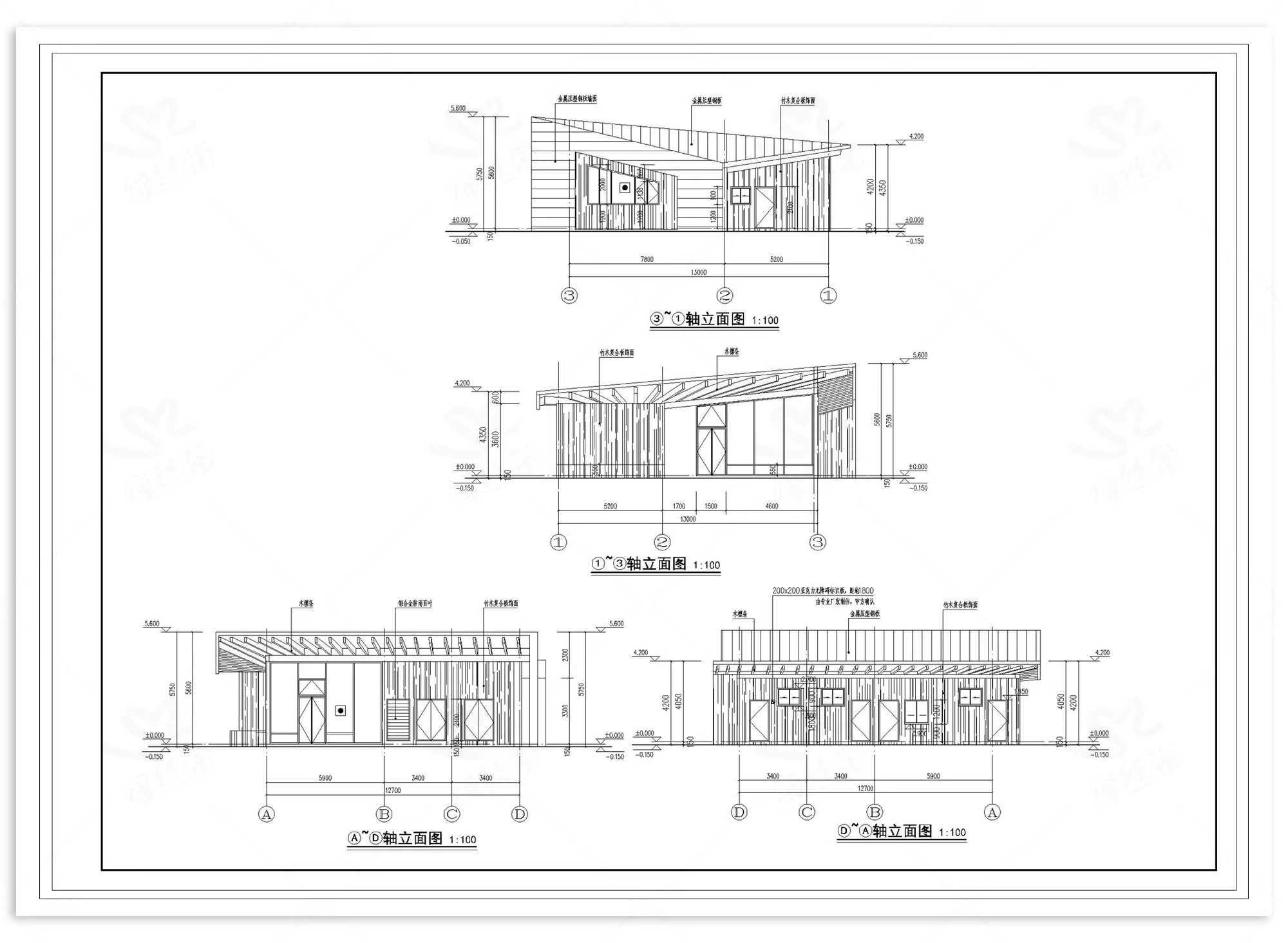 图片[12]-驿站乡村服务站建筑施工整套立面图剖面图大样图cad施工图详图-大怪兽分享