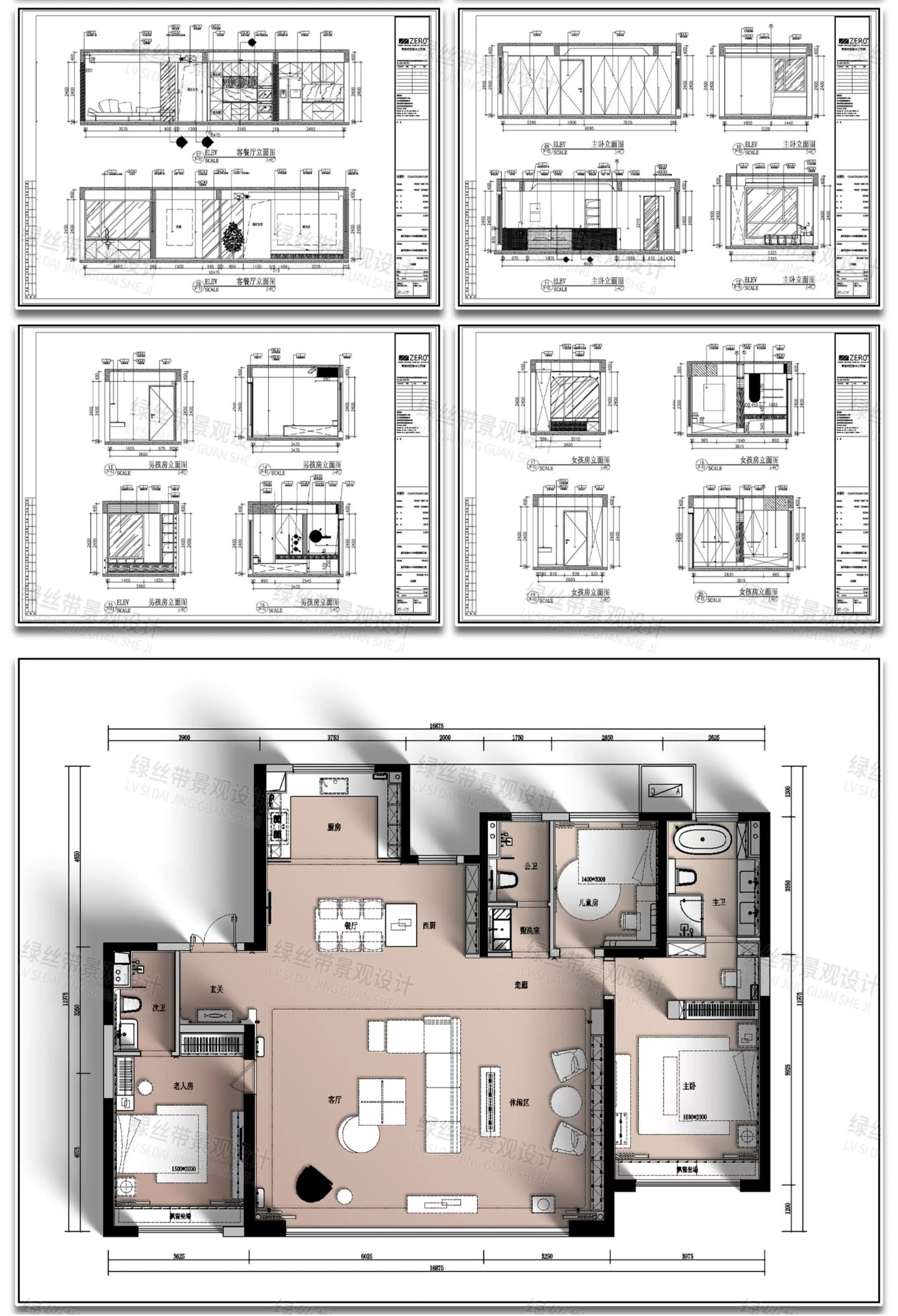 图片[13]-室内家装现代轻奢简约风装修设计整体空间布局效果图CAD施工图-大怪兽分享