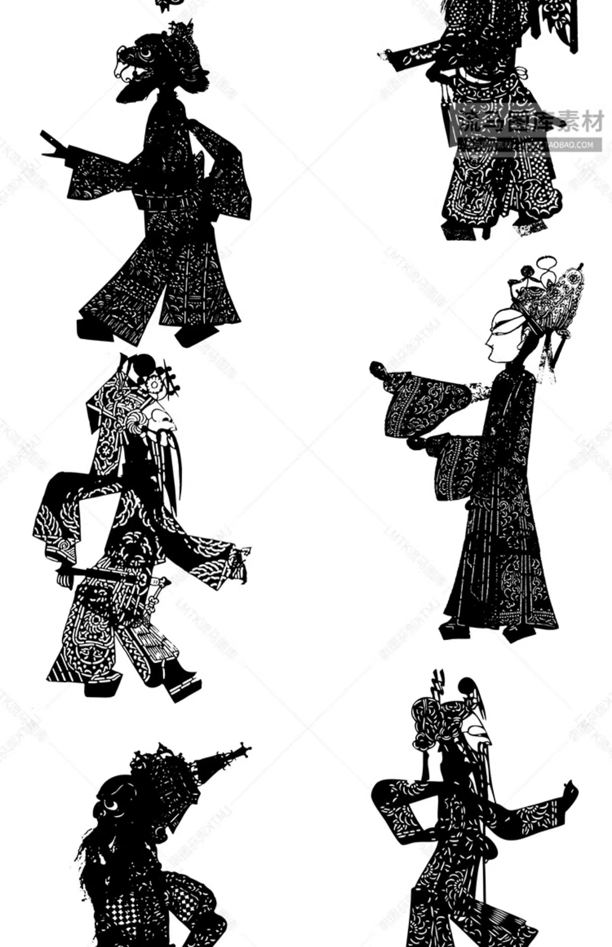 图片[13]-中国风传统民俗民间艺术皮影戏剪纸镂空人物插画AI矢量设计素材图-大怪兽分享