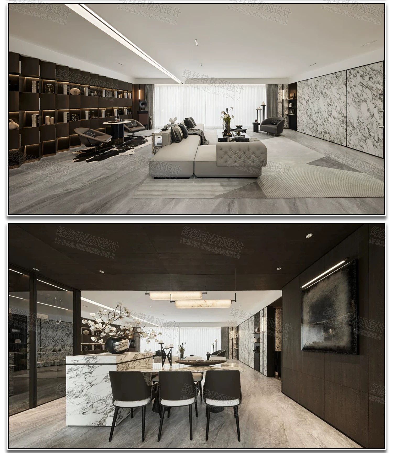 图片[14]-室内家装现代轻奢简约风装修设计整体空间布局效果图CAD施工图-大怪兽分享