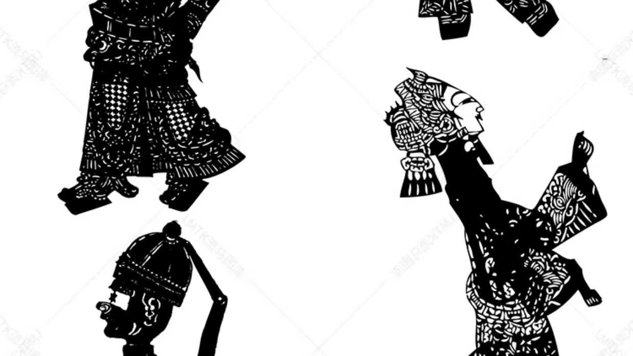图片[14]-中国风传统民俗民间艺术皮影戏剪纸镂空人物插画AI矢量设计素材图-大怪兽分享