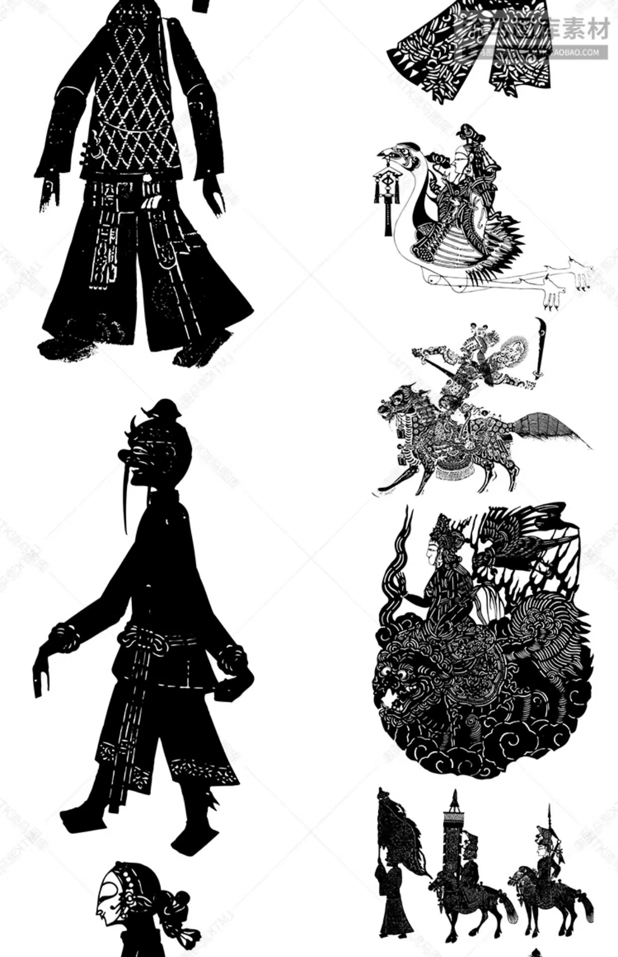 图片[15]-中国风传统民俗民间艺术皮影戏剪纸镂空人物插画AI矢量设计素材图-大怪兽分享