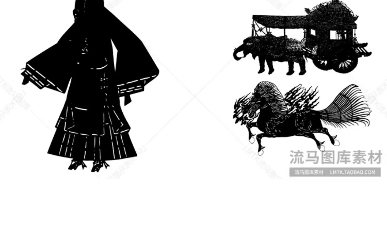图片[16]-中国风传统民俗民间艺术皮影戏剪纸镂空人物插画AI矢量设计素材图-大怪兽分享