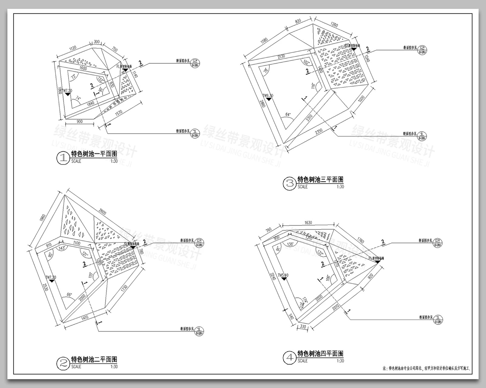 图片[17]-异形景观树池花池不锈钢板种植池剖面大样做法节点详图CAD施工图-大怪兽分享