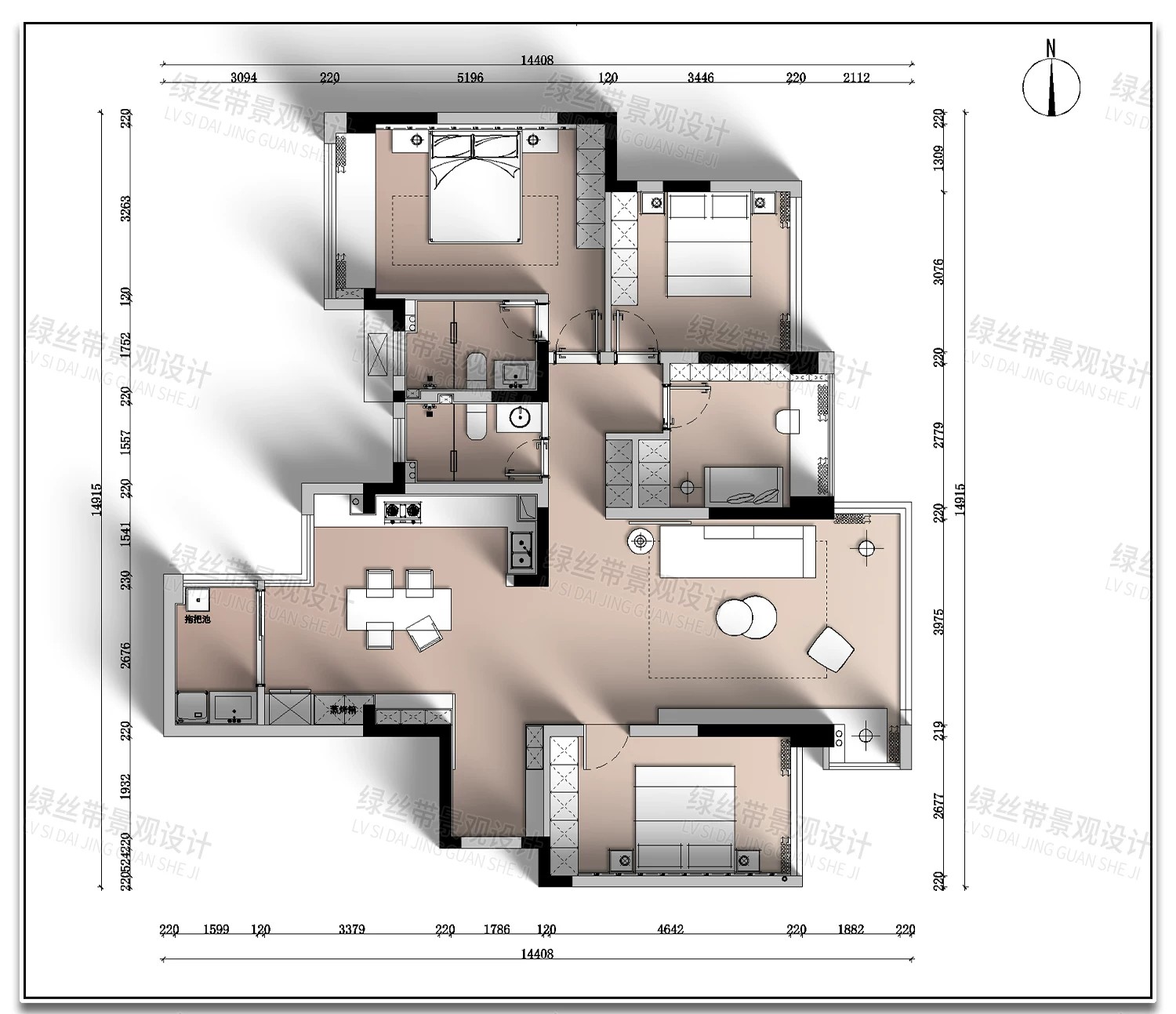 图片[17]-室内家装现代轻奢简约风装修设计整体空间布局效果图CAD施工图-大怪兽分享